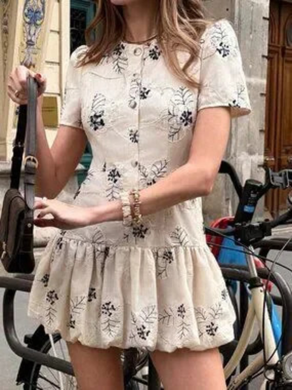 ZARA Apricot Casual Women's Elegant Brunch Mini Dress